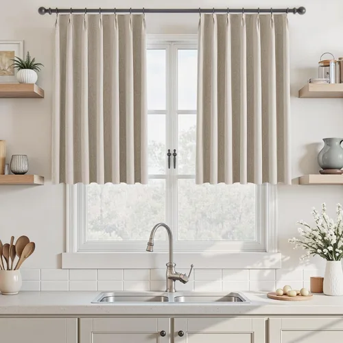 Miniatura 23 de UHITECH Cortinas opacas cortas de 35 pulgadas de largo, plisadas, opacas, para ventanas pequeñas, con aislamiento térmico, cortinas reductoras