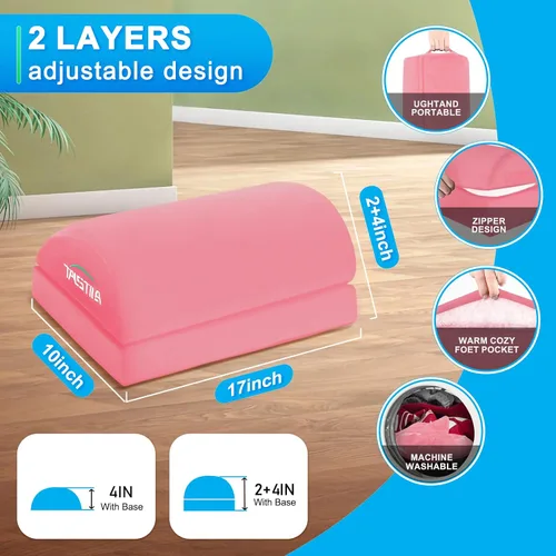 Miniatura 3 de TALSTILA Reposapiés para debajo del escritorio en el trabajo, reposapiés debajo del escritorio, reposapiés ergonómico de 2 alturas ajustables