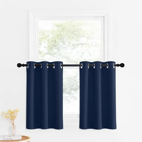 Miniatura 80 de NICETOWN Cortinas opacas de cocina para ventana sobre el fregadero, aislamiento térmico, decoración del hogar, pequeños niveles opacos con ojales