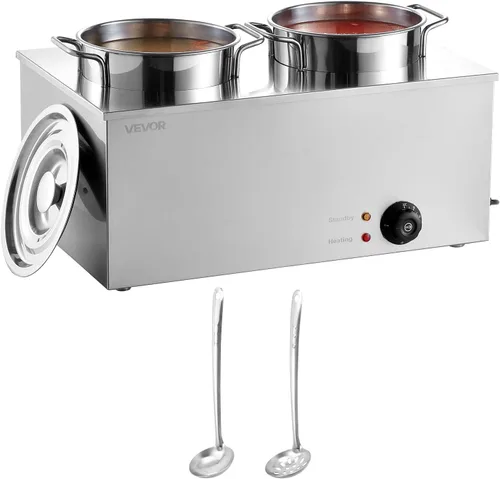 Miniatura 18 de VEVOR Calentador de Sopa Eléctrico, Olla Redonda Doble de Acero Inoxidable de 7.4QT Temperatura Ajustable 86~185°F, Bain Marie Comercial de 1200W