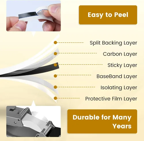 Miniatura 3 de Freshworld Paquete de 6 cintas de repuesto para rotuladora Brother TZe-335 de 0.472 in 0.47 de tinta blanca sobre cinta negra laminada compatible