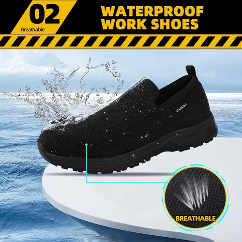 Miniatura 3 de Zapatos de trabajo antideslizantes para hombre, zapatos de chef impermeables para cocina, hospital, antideslizantes, con amortiguación de aire