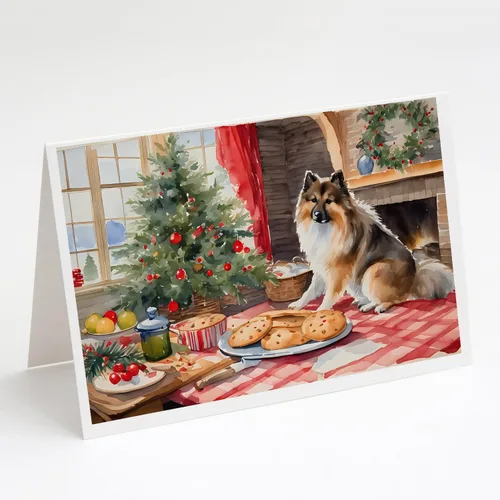 Miniatura 128 de Caroline's Treasures DAC3884GCA7P Paquete de 8 tarjetas en blanco de Navidad con galletas de husky siberiano Tarjetas de felicitación con sobres