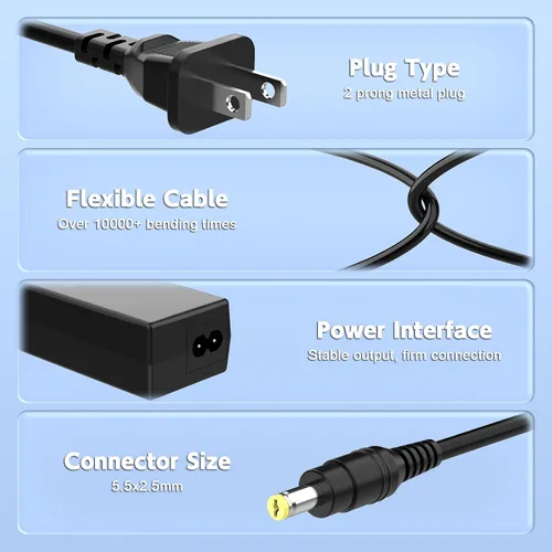 Miniatura 3 de Adaptador de corriente de CA de 60 W, 12 V y 5 A, compatible con monitor de la serie S, punta de 0.217 x 0.098 in, reemplazo de cable