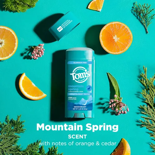 Miniatura 4 de Tom's of Maine Mountain Spring Desodorante Natural Sin Aluminio Para Mujeres y Hombres Se Aplica Transparente Protección Contra Olor