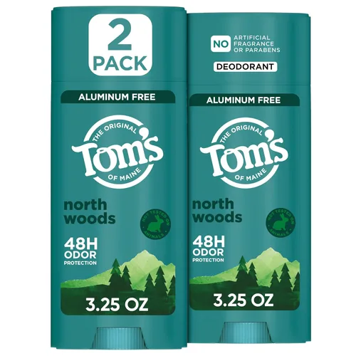 Tom's of Maine North Woods - Desodorante natural para hombres y mujeres, sin aluminio, sin fragancias, tintes ni conservantes artificiales, sin