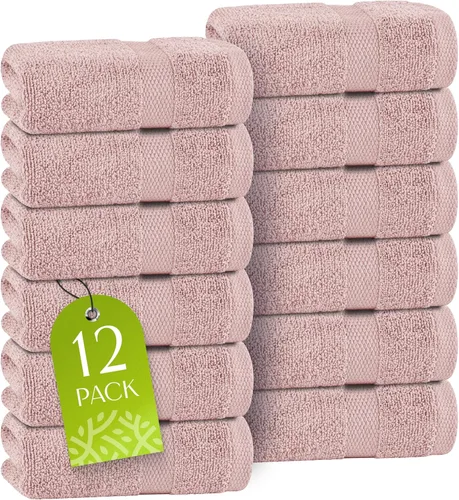Miniatura 14 de Toallas de mano blancas clásicas para baño [paquete de 12] Toallas de mano de algodón a granel para gimnasio, cocina y spa, 16x27 pulgadas, toallas