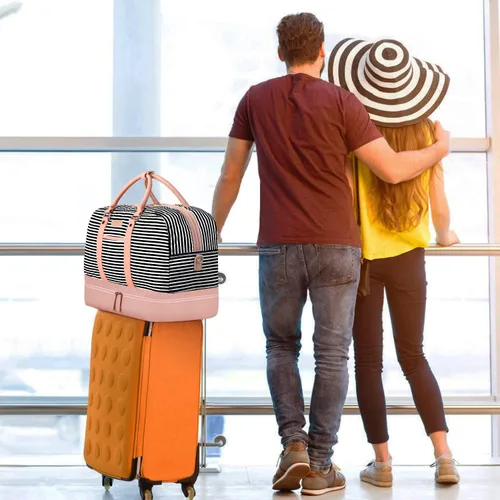 Miniatura 118 de IBFUN Bolsas de fin de semana para mujer, bolsa grande de lona para viaje, bolsa de viaje con compartimento para zapatos, 21 pulgadas, juego de 3