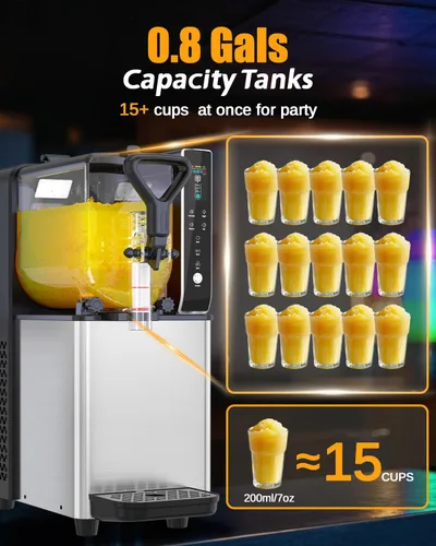 Miniatura 2 de Máquina de Granizado para el Hogar, Máquina de Margarita de 0.8 Galones para Granizado de Daiquiri Limón-Lima, Sin Hielo Necesario, Máquina