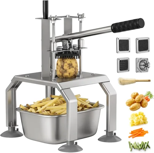 Miniatura 10 de Cortador comercial de papas fritas y cortador de verduras con 3 cuchillas de acero inoxidable - 3/8 pulgadas, 1/2 pulgadas, 1/4 pulgadas - Cortador