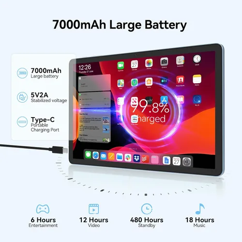Miniatura 6 de Tablet de 11 pulgadas Android 15, última actualización de 2026, 128 GB ROM 16 GB RAM, tabletas 4G LTE, 5G WiFi+Celular, Octa-Core MTK8786, cámara