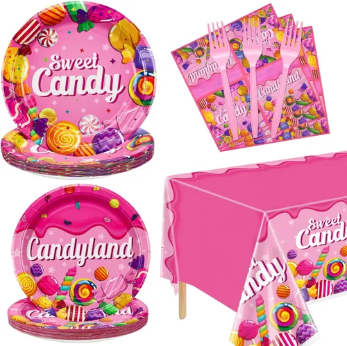 Miniatura 18 de Decoraciones de 18 cumpleaños para niños y niñas - 81 piezas de platos, servilletas, mantel, tenedores, decoración de fiesta negra y dorada, sirve