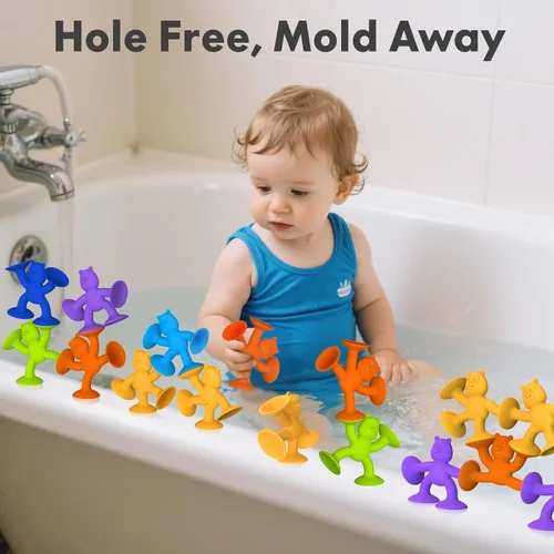 Miniatura 2 de 6 juguetes de ventosa, juguetes de baño para bebés sin agujeros, juguete de succión - Conectar, construir, crear, juguetes de baño para niños de 1 a