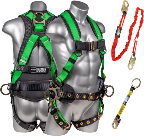 Miniatura 13 de Palmer Safety Arnés de seguridad de protección contra caídas Hammerhead Series Kit de seguridad I Arnés Premium + Cordón + Kit de extensor de anillo