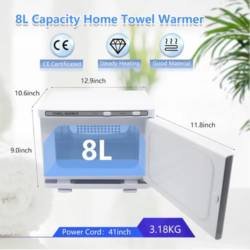Miniatura 4 de Calentador de toallas calientes para salón de belleza, baño, gabinete de toallas calientes 2 en 1, personal, 8L de capacidad pequeña, calentadores