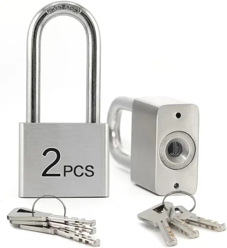Miniatura 11 de LanuBe Candados de acero inoxidable 304 con igual llave para uso en exteriores, candado para vaso de pines, cuerpo de 2 pulgadas de ancho, grillete