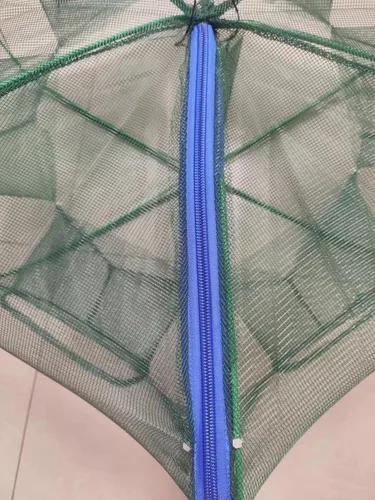 Miniatura 4 de Minnow Trap - Paraguas plegable portátil de 6 agujeros, red de pesca, malla de polietileno, marco de hierro, macetas de cangrejo con anillo flotante