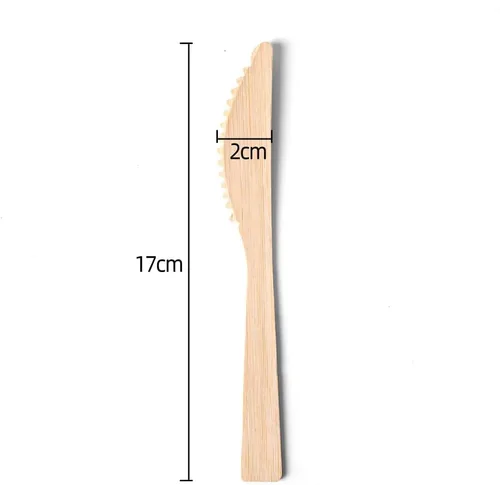 Miniatura 2 de Banbu Cubiertos de bambú desechables, 100 unidades de cuchillos de bambú desechables de 6.7 pulgadas, cuchillo biodegradable 100% compostable