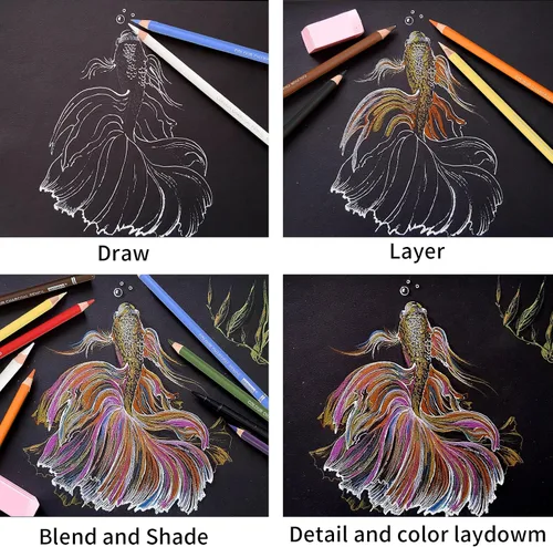 Miniatura 6 de GETHPEN Lápices de pastel, juego de lápices de carbón coloreados para dibujo, lápices de color tono de piel, lápices de carbón para dibujo, lápices