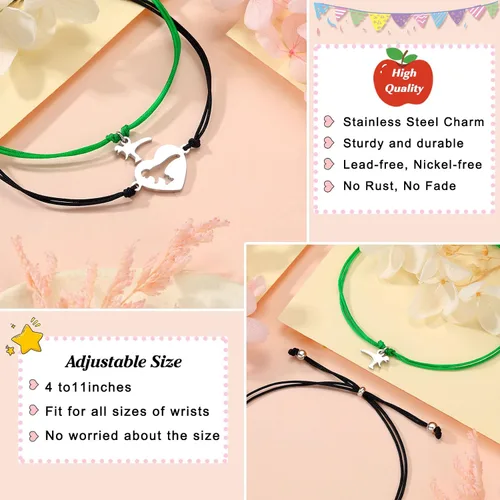 Miniatura 3 de UNGENT THEM Pulsera de regreso a clases, pulseras de dinosaurio para madre e hijo, regalos para el primer día de escuela para madre, papá, hijo