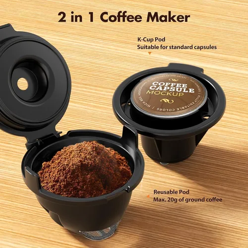 Miniatura 3 de Electactic Cafetera de una sola porción, cafetera 2 en 1 para K-Cup y café molido, tamaños de preparación de 6 a 14 onzas, cafeteras en cápsulas