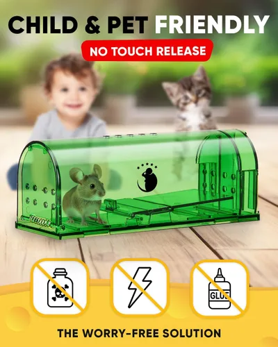 Miniatura 2 de Trampas para Ratones Motel Mouse Humanas Sin Matar de Captura Viva y Liberación 4 Pack - Reutilizable, Fácil de Usar y Limpiar, Liberación Sin