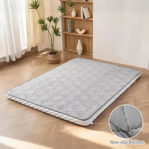 Miniatura 6 de Zelladorra Colchón japonés para suelo, colchón de futón acolchado con parte inferior antideslizante, cama de piso plegable con bolsa
