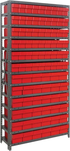 Miniatura 296 de Quantum QSBU-245BK Heavy Duty Shelving Unit with (7) Shelves and (24) QUS245 Black Bins for Garage Warehouse Storage Distribution 400 lb Load