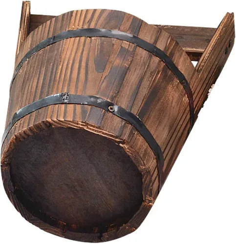 Miniatura 8 de DOITOOL Macetas colgantes rústicas de madera, maceta colgante de cubo rústico de madera para deseos, maceta para suculentas, maceta para patio