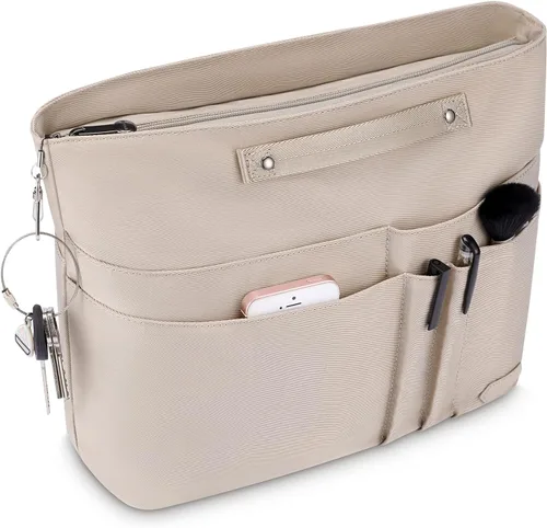 Miniatura 7 de HyFanStr Organizador de bolso para bolsos, organizador de bolsa de mano, bolsa con cremallera para mujer, organizador de bolso interior con 15
