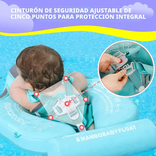 Miniatura 5 de GENTEACO Mambobaby Flotador de natación para bebé con toldo, flotador no inflable para piscina infantil con cola, de 3 a 24 meses, evita voltearse