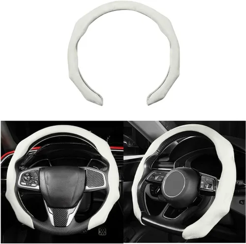 Mandark - Funda para volante de auto de ante, protector para volante de vehículo deportivo que se ajusta a 15 pulgadas, accesorios de decoración