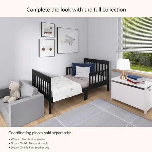 Miniatura 7 de Dream On Me Finn - Cama para niños pequeños, color negro, con certificado Greenguard Gold y JPMA, acabados no tóxicos, hecha de madera de pino