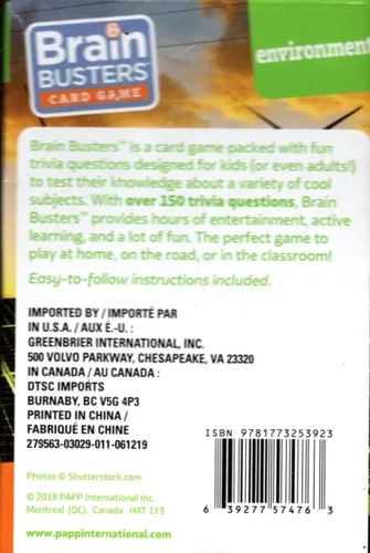Miniatura 2 de Brain Busters Juego de cartas - Medio ambiente - con más de 150 preguntas de trivia - Tarjetas didácticas
