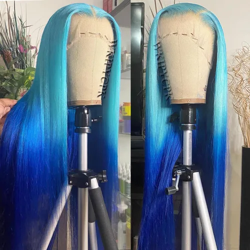 Miniatura 9 de Peluca con encaje frontal rubia ceniza, de 22 pulgadas de largo cabello sintético lacio, línea capilar prerasgueada, fácil de instalar, ligera