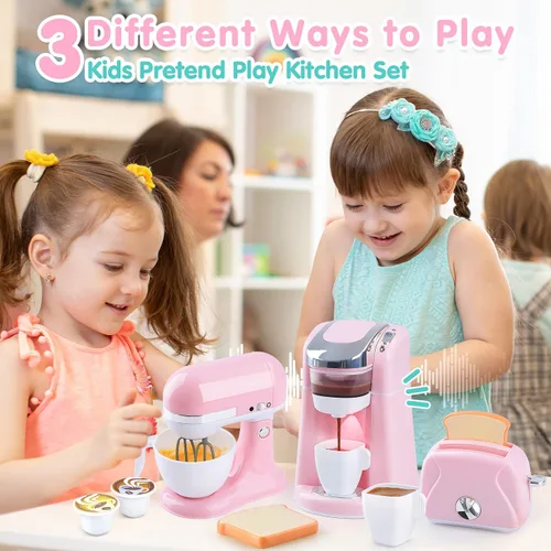Miniatura 2 de Juguetes de electrodomésticos de cocina de PLAY - Juego de accesorios de cocina para niños, juguetes de juego de simulación con cafetera