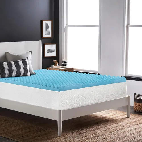 Miniatura 8 de 1-Inch Premium Convoluted Gel Memory Foam Toppers for Enhanced Comfort and Support, Twin, Blue