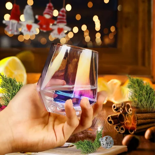 Miniatura 3 de Copas de vino sin tallo, cristalería iridiscente de 10 onzas, vasos modernos de color arcoíris para vino tinto, cócteles, whisky, regalos, amantes