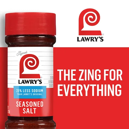 Miniatura 21 de Lawry's Sal sazonada, 25% menos de sodio, sin MSG añadido, certificado Kosher, básico, versátil, condimento multiusos para agitar en carne de res