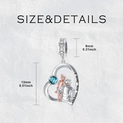 Miniatura 14 de PROESS Dije para padre, madre e hija, pulsera de plata de ley para pulseras, regalos de cumpleaños, día de San Valentín, para hija, madre, amante