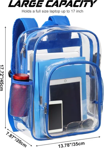 Miniatura 26 de Mochila transparente de PVC grande resistente Mochila transparente, Gris, Transparente