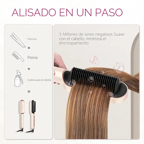 Miniatura 2 de TYMO Ring Plus Cepillo Alisador de Cabello Iónico - Peine Alisador con Iones Negativos para Mujeres, Revestimiento de Titanio, 9 Ajustes