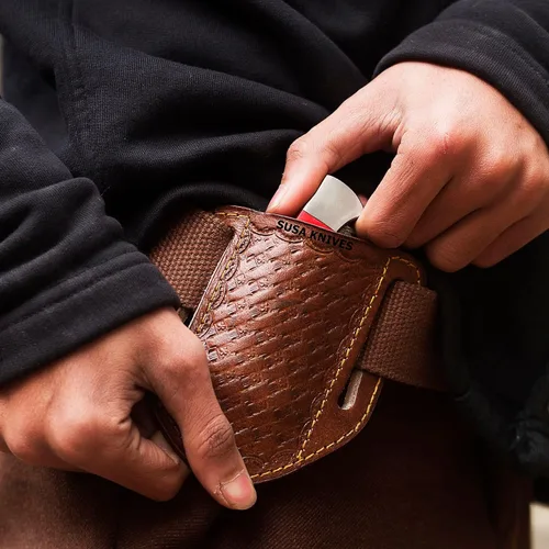 Miniatura 3 de Cuchillo de bolsillo de acero de Damasco, cuchillos de vaquero hechos a mano para exteriores, camping, senderismo, hoja de bloqueo trasera, cuchillo