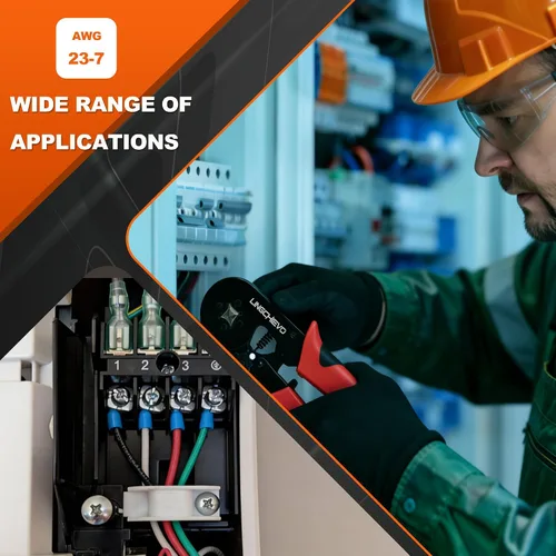 Miniatura 5 de AWG 23-7 Kit de herramientas de crimpado de virola con 1800 conectores, alicates de trinquete autoajustables para terminales de extremo y anillo
