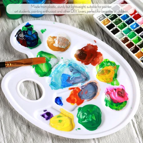 Miniatura 4 de FANDAMEI Paletas de Bandeja de Pintura Ovaladas, 8 PCS Paletas de Bandeja de Pintura Blanca de Plástico, Paletas de Pintura Paletas de Pintura