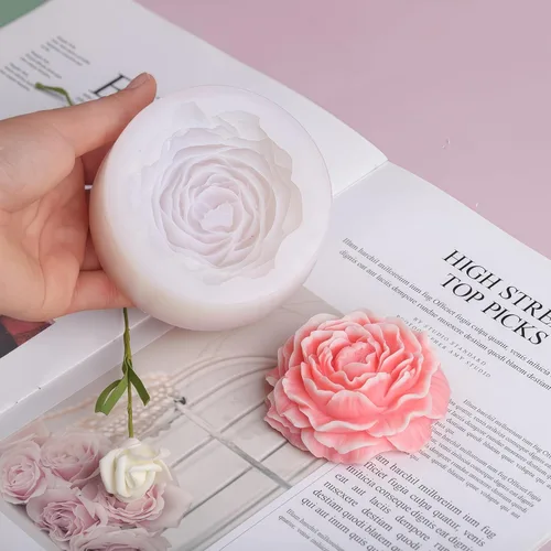 Miniatura 3 de 2 moldes de silicona para velas de flores de peonía y rosas para velas, jabón, resina y arcilla