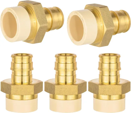 Paquete de 5 adaptadores de CPVC EFIELD de 1/2 pulgada Pex A x 1/2 pulgadas, adaptador de expansión de latón solo para conexión de tubería Pex-A,