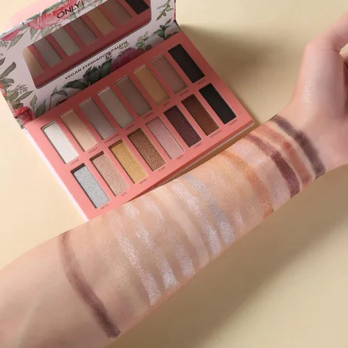 Miniatura 3 de Paleta de sombras de ojos marrón vegana con 16 tonos - Alta pigmentación, fácil de mezclar - Tonos desnudos metálicos y brillantes - De larga