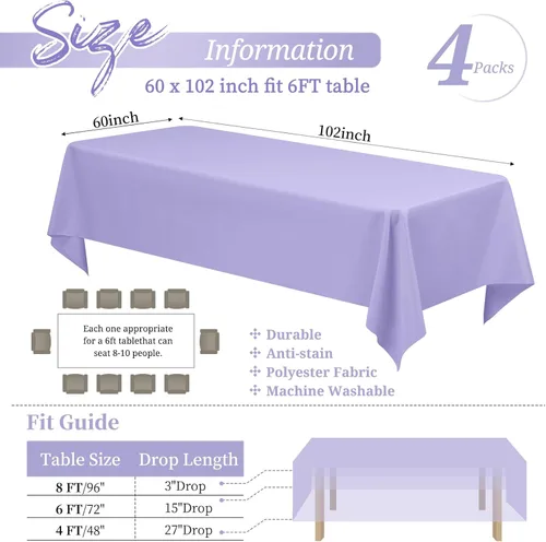 Miniatura 404 de Showgeous Paquete de 4 manteles redondos color rosa intenso de 120 pulgadas de poliéster para mesas redondas, manteles de tela decorativa lavable