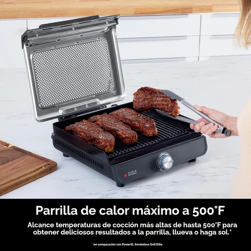 Miniatura 3 de Ninja Plancha y parrilla de interior, 14 pulgadas, parrilla eléctrica, para bistec, hamburguesas, salmón, verduras y más, plancha para panqueques
